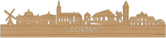 Skyline Leerdam Bamboe hout - 80 cm - Woondecoratie - Wanddecoratie - Meer steden beschikbaar - Woonkamer idee - City Art - Steden kunst - Cadeau voor hem - Cadeau voor haar - Jubileum - Trouwerij - WoodWideCities