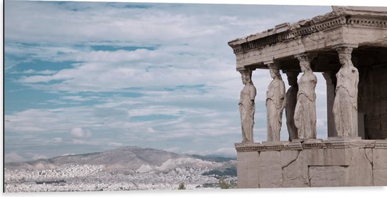 Dibond - Uitzicht op Parthenon Tempel in Athene, Griekenland - 100x50 cm Foto op Aluminium (Met Ophangsysteem)