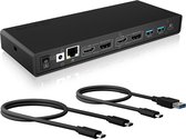 ICY BOX IB-DK2245AC, Bedraad, USB 3.2 Gen 1 (3.1 Gen 1) Type-C, 65 W, 3,5 mm, 10,100,1000 Mbit/s, Zwart