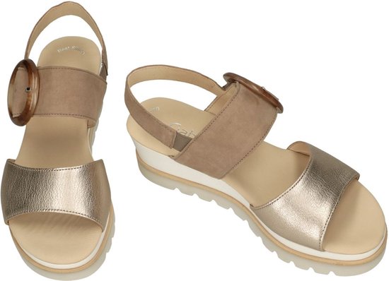 Gabor Women's Tate Sandal In White - Leather Strappy Sandal With 5.5cm Wedge Heel & Velcro Closure