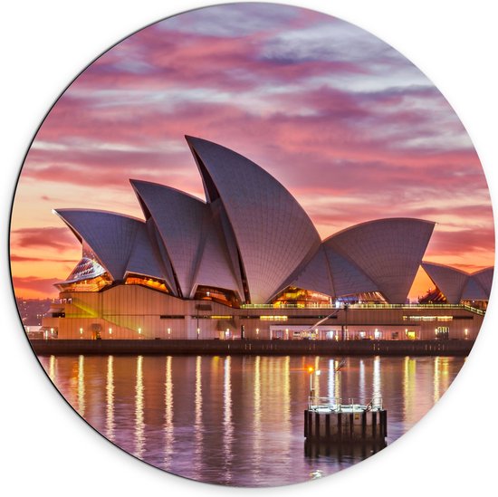 Dibond Muurcirkel - Sydney Opera House - Australië - 70x70 cm Foto op Aluminium Muurcirkel (met ophangsysteem)