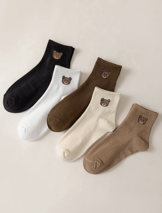 Dames sokken - Sokken - Maat 39 t/m 42 - Teddy - Set van 5 - Fashion - Cute  | bol.com