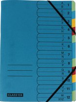 Class'ex sorteermap A-Z en 1-12 blauw met 12 tabs in geassorteerde kleuren