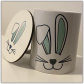 NB! Creative Boutique: Bunny Green Ears Coaster & Mug set/Set van onderzetters & mok met groen konijn oren [Easter/Paas]