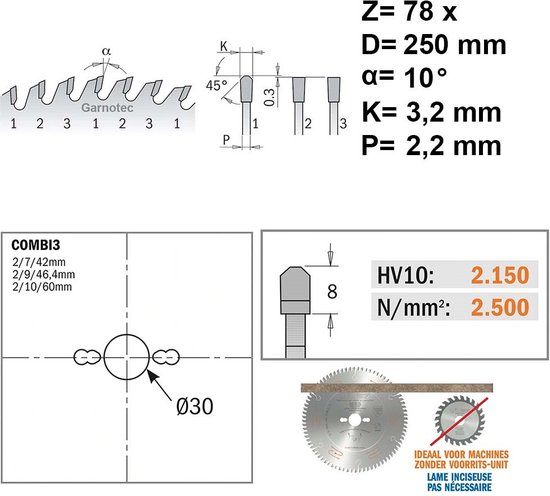 CMT Orange Tools cirkelzaagblad fijne snede HW 216 x 2,8/1,8 x 30 Z = 64 15° ATB - 292.216.64M - voor dwarsdoorsneden CMT Orange Tools cirkelzaagblad fijne snede HW 216 x 2,8/1,8 x 30 Z = 64 15° ATB - 292.216.64M - voor dwarsdoorsneden