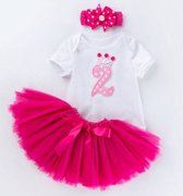 3-delig 2e verjaardag setje Little Princess - tweede - verjaardag - 2 - tutu - kinderkleding - feestkleding - roze - princess