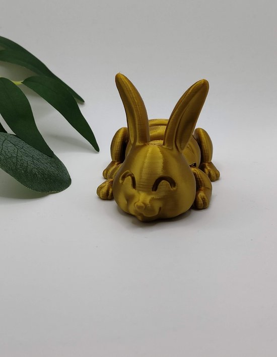 3D-geprint konijn , articulerend flexibel dier zintuiglijk-bureaudier - Goud