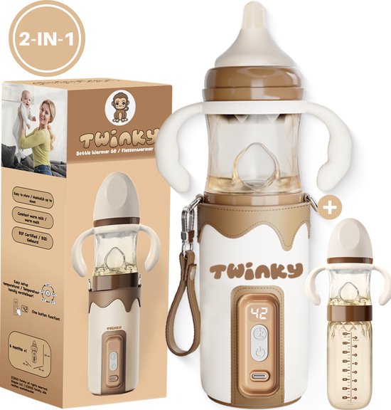 kunst drijvend Haarvaten Twinky® Bottlewarmer GO – Draagbare Baby Flessenwarmer voor Onderweg en  Thuis – Incl.... | bol.com
