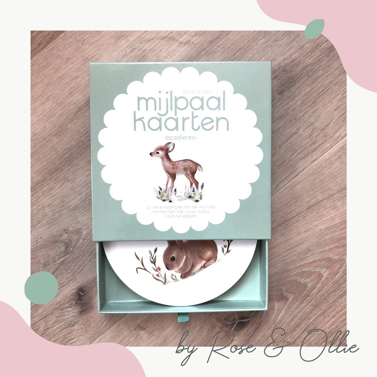 Goedkoopste Rose & Ollie Mijlpaalkaarten baby - Bosdieren - babyshower - kraamcadeau