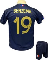 Karim Benzema Frankrijk Thuis Tenue Voetbalshirt + Broek Set - EK/WK voetbaltenue - Maat S