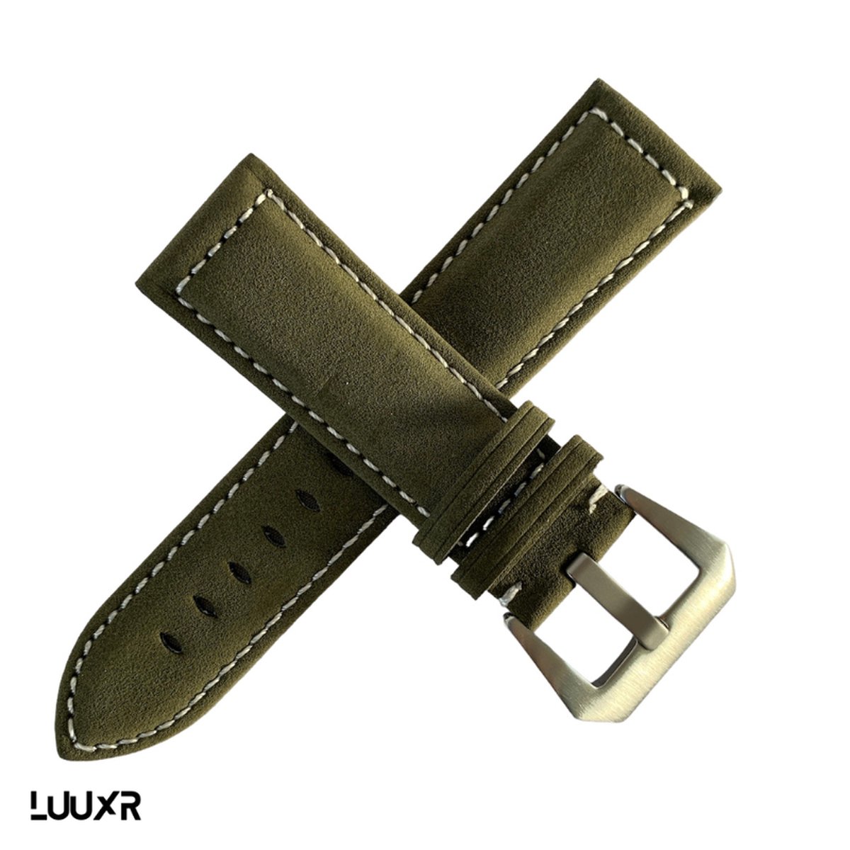 Horlogebandje heren - 24mm - Groen Suede - LuuXr
