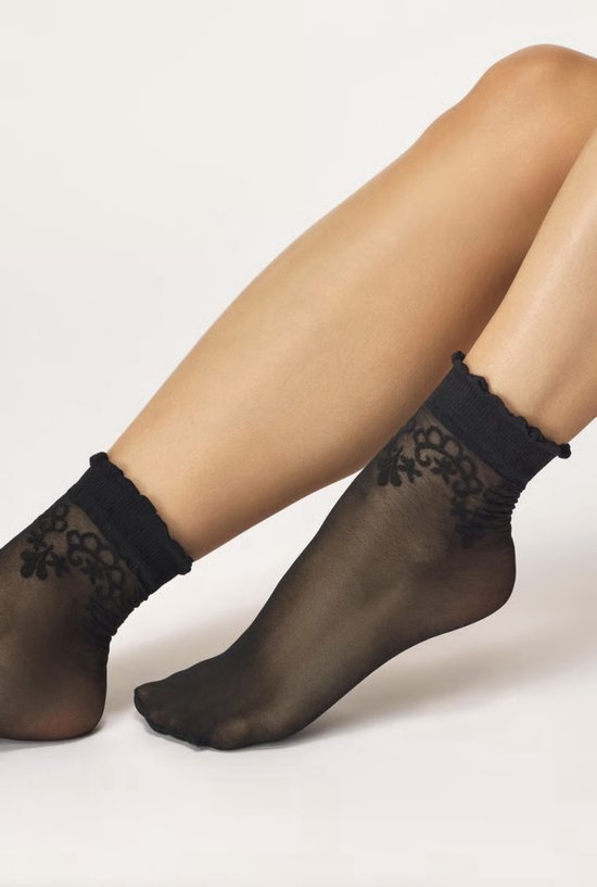 Gabriella Collants chaussettes Bea 20DEN avec motif, taille unique, blanc - Polyamide - Elasthanne - Collants chaussette - Femme - Bande élastique - Uni