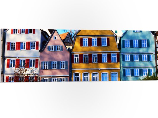 PVC Schuimplaat- Gekleurde Huisjes naast Elkaar - 120x40 cm Foto op PVC Schuimplaat