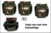 5x Camouflage tasje voor aan riem - Thema feest festival party feest optocht army leger