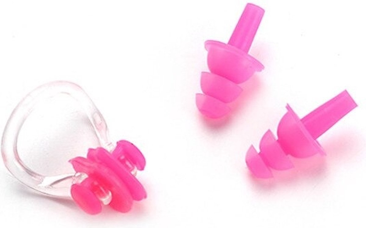 Neusclip Set – Set van Neusknijper & Oordoppen – Geschikt voor Zwemmen – Roze