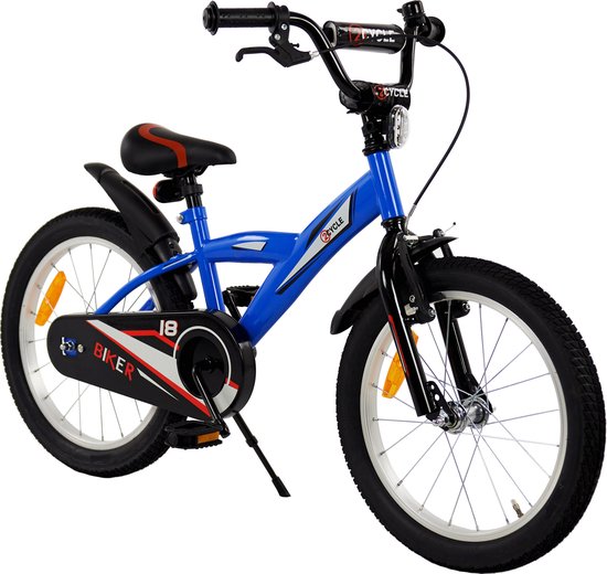 2Cycle Biker Kinderfiets - 18 inch - Blauw - Jongensfiets