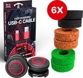 ProFPS Mega Pack geschikt voor PlayStation 5 (PS5) Controller - Precision Rings + Thumbsticks Domed + USB C Kabel Oplader - eSports Gaming Accessoires