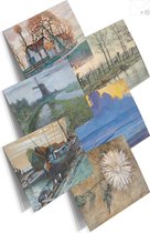 Wenskaarten set Piet Mondriaan - Voordeelset: 18 dubbele kaarten met enveloppen - blanco wenskaarten zonder tekst