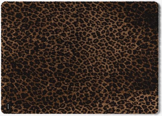 Mótif Leopard Naturel - Beige wasbare deurmat met luipaard patroon 85 cm x 115 cm - Deurmat binnen met print