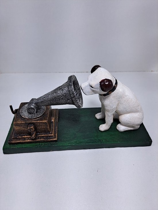 Denza - Gietijzer - Nipper Hond - Hond met grammofoon - 11 cm hoog - Rogers Foundry Birmingham BZ-242750