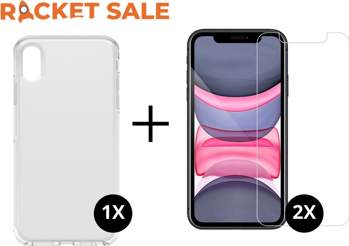 Rocket Sale ® iPhone XS Max hoesje transparant case siliconen cover - 2x iPhone XS Max Screenprotector