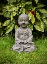 Monnik Shaolin lotus houding 30 cm hoog - fiberclay - cement - glasvezel - tuinbeeld - hoogkwalitatieve kunststof - decoratiefiguur - interieur - accessoire - voor binnen - voor buiten - cadeau - geschenk