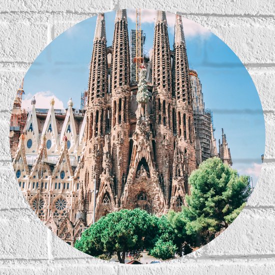 Muursticker Cirkel - Sagrada Familia in Barcelona, Spanje - 40x40 cm Foto op Muursticker