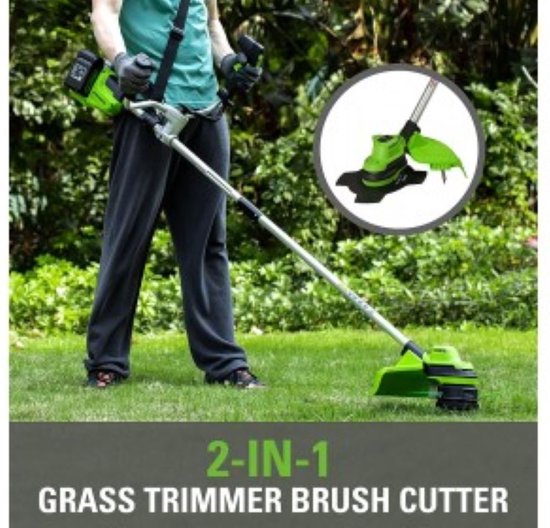 Greenworks Trimmer bosmaaier digipro 2 x 24 volt incl. 2 x 4a accu en dual lader GD24X2BCBK4X van Greenworks — afbeelding 4