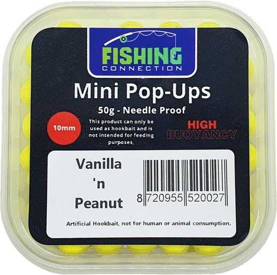 Mini Fluo Pop-Ups 'Vanilla 'n Peanut' 10mm - 50g - Method Feeder Aas/voer - Mini boilies/popups van MINI — afbeelding 4