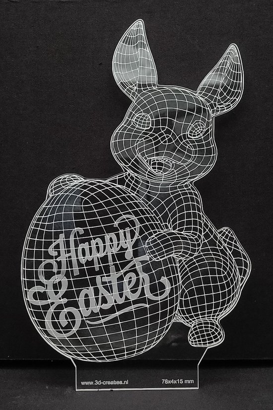 Gravure 'Happy Easter' voor 3D Illussion nachtlamp - insteekmaat 72x4 mm -vrolijk pasen