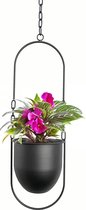 Hangende plantenbak, metalen plantenbeugel, bloemenhanger, metaal, modern, boho, moderne plantenhanger, minimalistische wooncultuur (zwart)