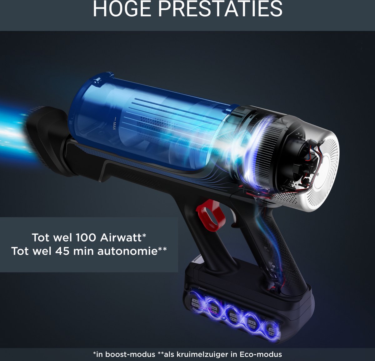Rowenta X-Force Flex 9.60 Aqua RH20C7 - Steelstofzuiger - Draadloos - 100 Airwatt - Flexibele Buis - Met dweilfunctie - 45 min. gebruikstijd - LED verlichting zuigmond — afbeelding 6