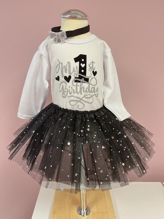 Winmany Baby Meisjes Eerste Verjaardag Kleding 3-delige Set met Bogen, Hoofdband, Mijn 1e Verjaardag Strampler, Tutu Rok, Cake Smash Outfit voor FotoShooting, lila, 12-18 Maanden