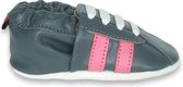 Chaussons bébé Aapie - Sneaker gris rose - chaussons pour bébé, bambin - cuir - antidérapants - premières chaussures de marche - taille S