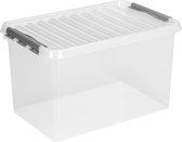 Boîte de rangement Sunware Q-Line - 62L - Plastique - Transparent / Métallisé