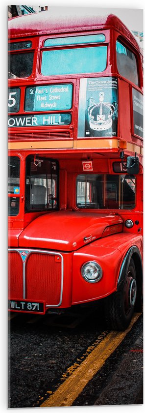 Acrylglas - Traditionele Rode Bus in Londen, Verenigd Koninkrijk - 30x90 cm Foto op Acrylglas (Wanddecoratie op Acrylaat)