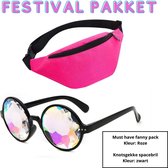 Heuptas / festival fanny pack (roze) 30x14x8 - Festival bril/spacebril (zwart)