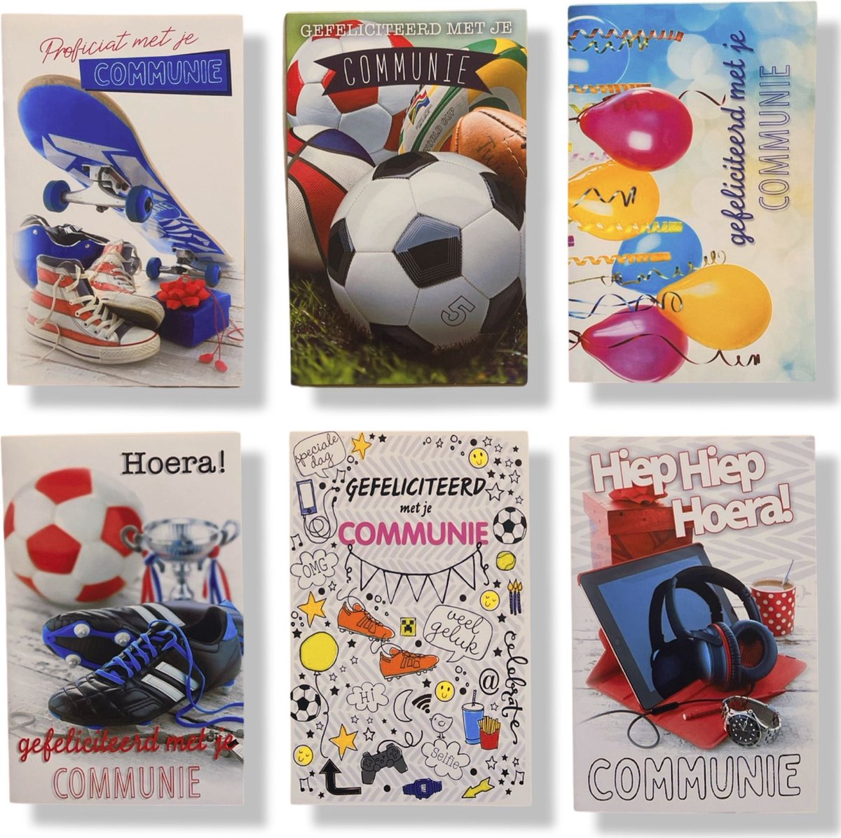 6 Cards & Crafts luxe Communie wenskaarten - 12 x 17 cm - Communie - met enveloppen -