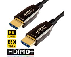 Qnected Actieve HDMI 2.1 kabel 25 meter - Ultra High Speed - 4K 120Hz & 144Hz, 8K 60Hz Ultra HD - PS5, Xbox Series X & S - Charcoal Black