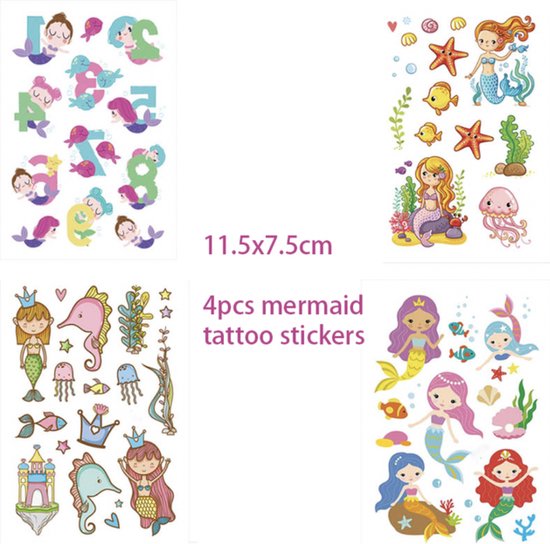 Mermaid Tattoos -Set Van Plak Tattoos Tijdelijke Tatoeages - Kinder Tattoos | bol.com