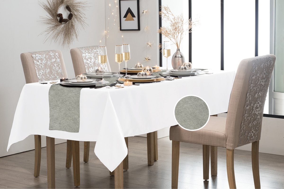Papstar tafelloper op rol - zilver - 40 x 480 cm - polyester