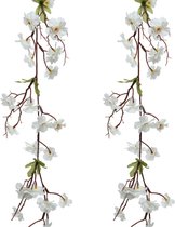 Guirlandes de fleurs/branches de fleurs artificielles Everlands - 2x pièces - blanc - 187 cm