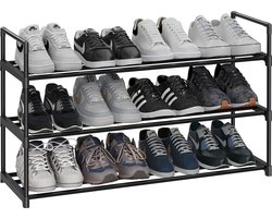 Acaza -Praktisch Schoenenrek - voor 12 paar schoenen - Metaal - Zwart