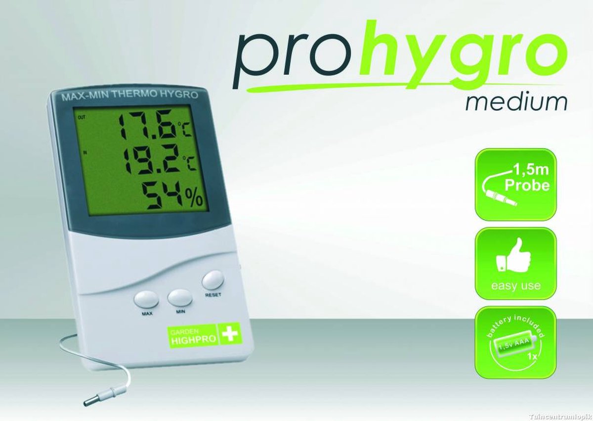 Garden HighPro Hygrothermo Pro Thermomètre / Hygromètre (intérieur et  extérieur)