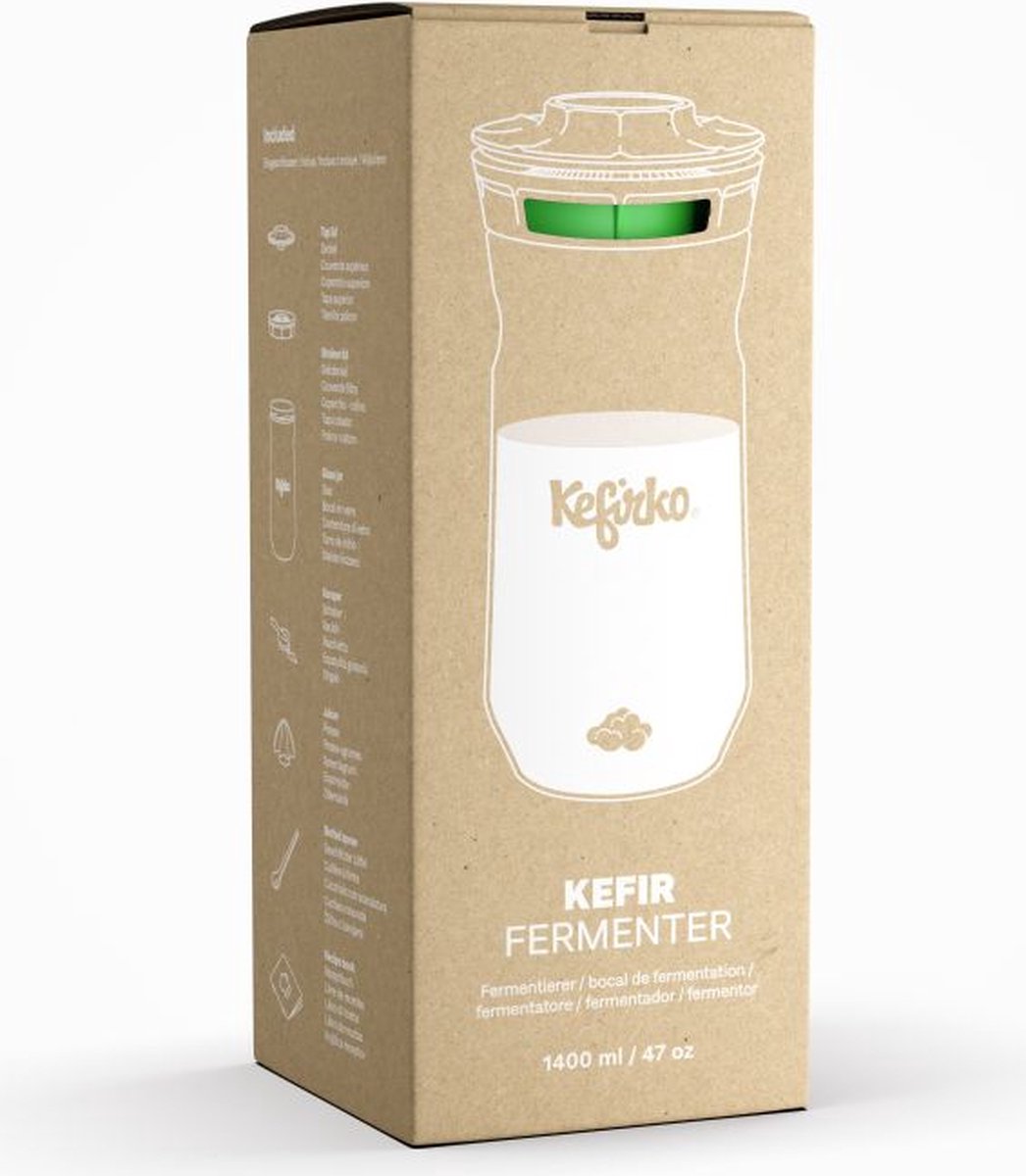 Kefirko Kefir Maker Fermentador de Kefir 1400 ml + Nodulos deshidratados de  Kefir de Leche Ecologicos (1 gr) — Farmacia Núria Pau