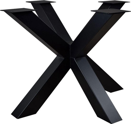 Zwarte vierkanten stalen matrix tafelpoot hoogte 72 cm en breedte/diepte 120 cm (koker 8 x 8)
