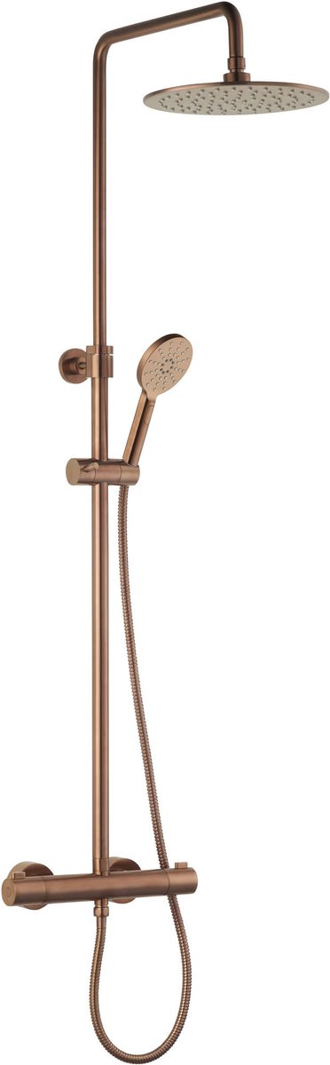Ben Lavion Regendouche - Ø 25cm - 4 Stralen - Cooltouch - met Thermostaatkraan - Koper - Rond