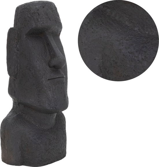 Figurine de jardin Île de Pâques Moai Grijs 37x26x78 cm
