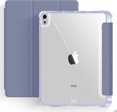 Mobiq - Tri-Fold Clear Back Case geschikt voor iPad Air (2022 / 2020) - paars/transparant