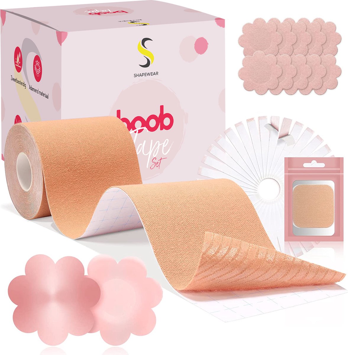 Shapewear - Boob Tape Inclusief 12 Nipple Covers - Plak bh met